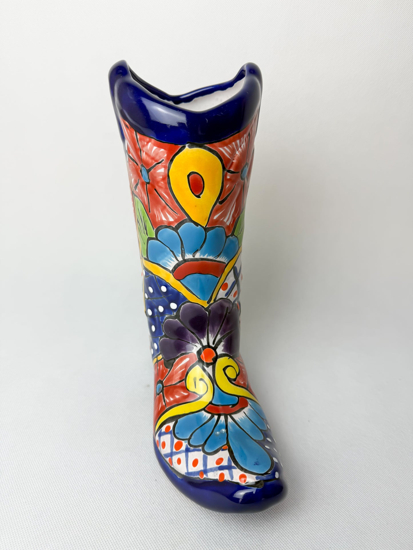 Cowboy Boot Planter 10 In Talavera Boot Vase Talavera Flower Pot Western Home Decor
