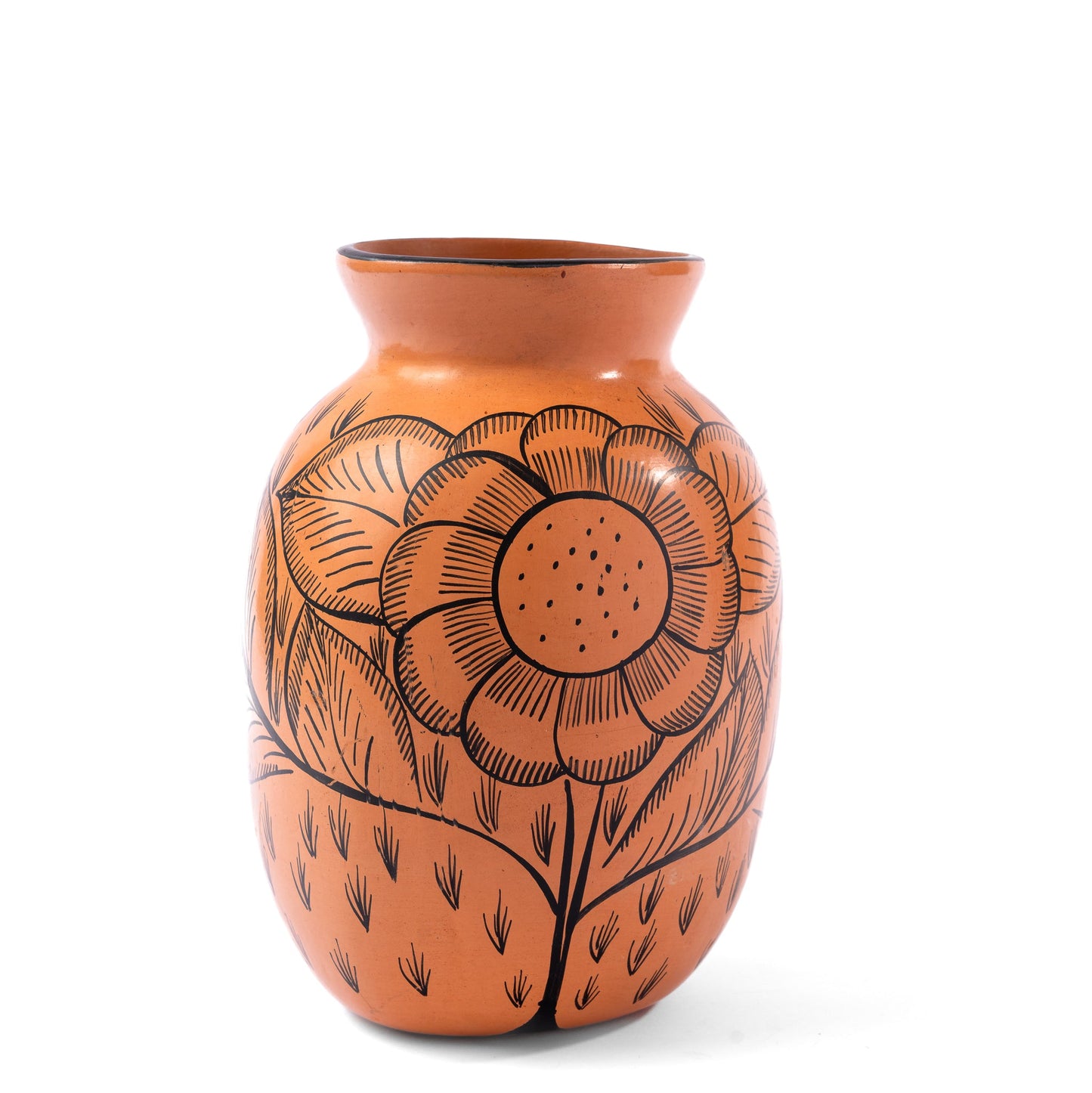 Mexican Vase Clay Cempasúchil Design - Florero Barro