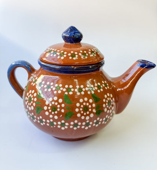 Michoacan Mexican Tea Pot Tetera de Barro Lead Free Pottery Tea Pot Mexican Clay Pot