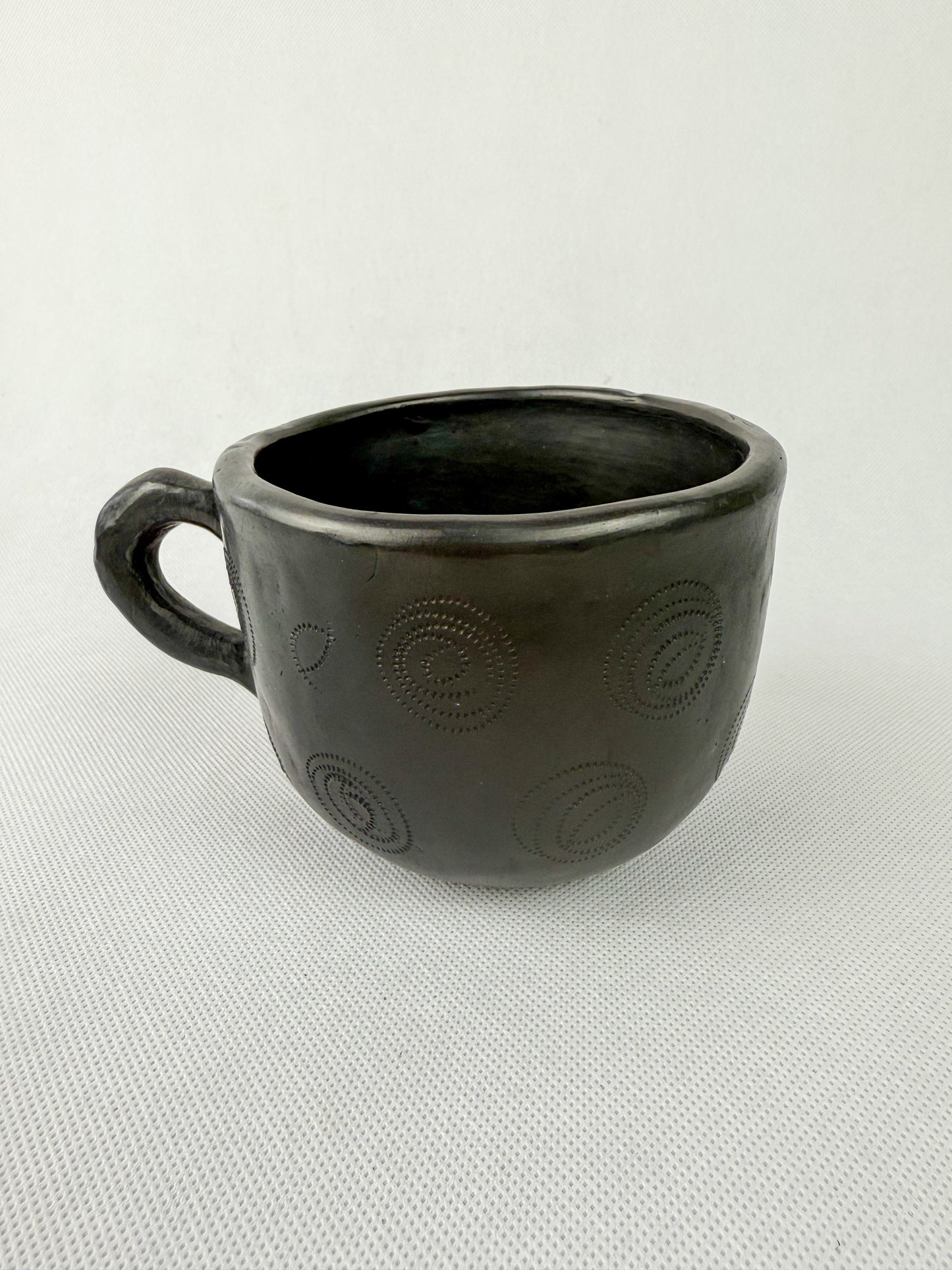 Oaxaca Black Clay Mugs With Plate Taza Con Plato Barro Negro Black Pottery