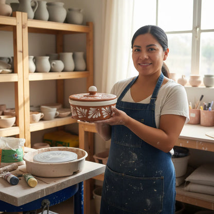 Talavera Tortilla Warmer Terracotta - Tortillero