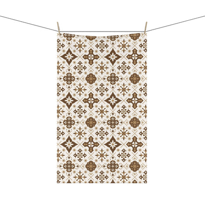 Set of 2 brown talavera tiles tea towels for Hispanic, Latin and Mexican kitchen decor. Brown Talavera Kitchen towel Cotton