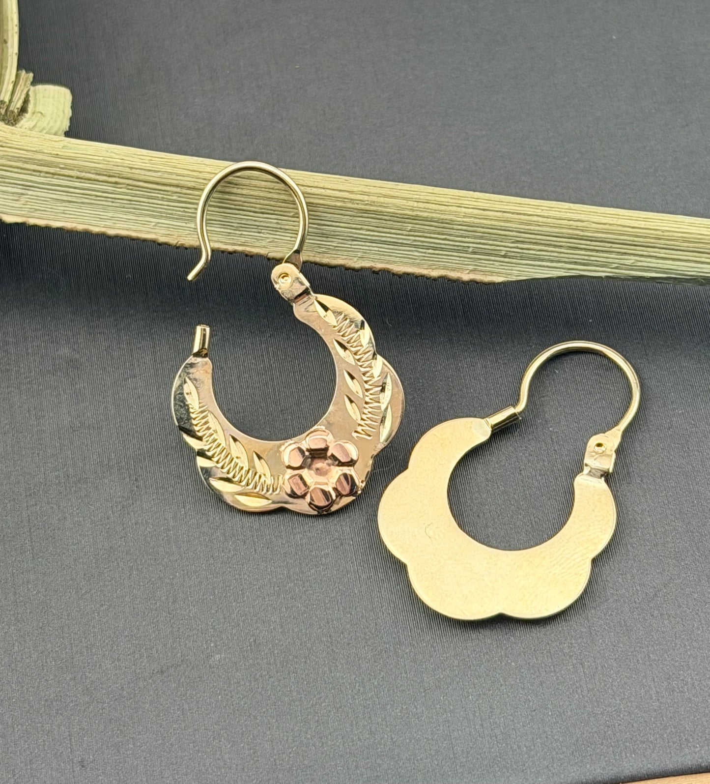 10kt Gold hoop earrings | Basket hoops real gold | Mexican gold jewelry