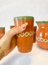 Load image into Gallery viewer, Michoacan Mexican Clay Cups With Plate Lead Free Clay Cup Vaso De Barro
