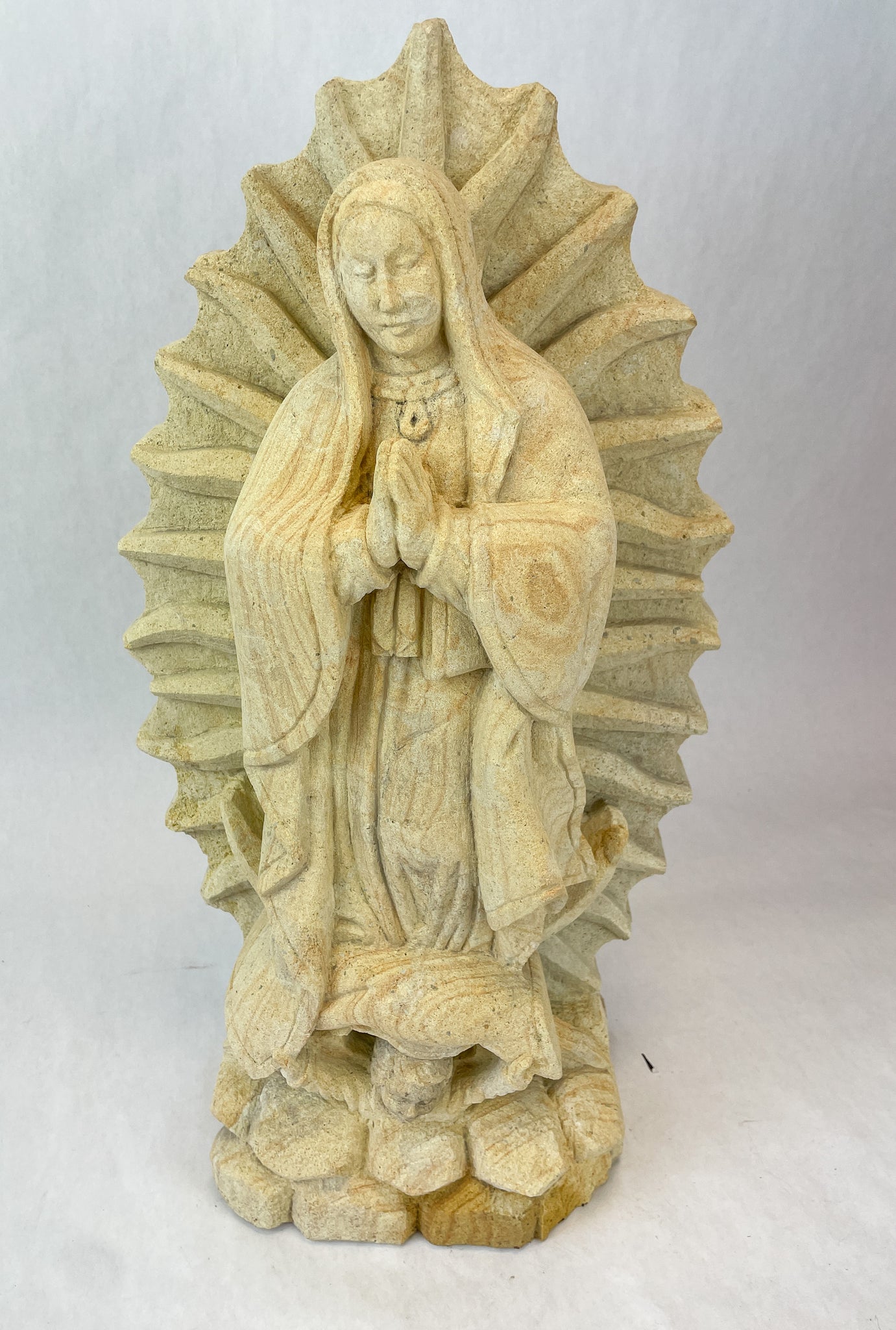 Mexican Virgen de Guadalupe Statue Hand Carved Virgen de Guadalupe Sai