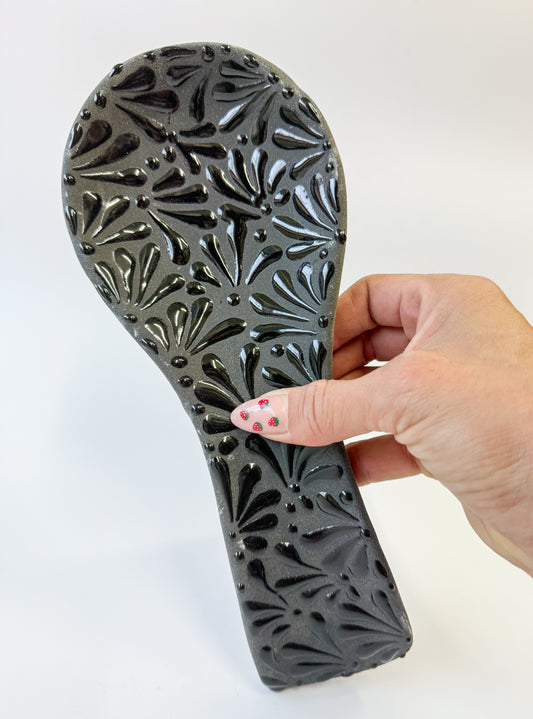 Mexican Talavera Style Spoon Rest Engobe - Porta Cuchara Engobe