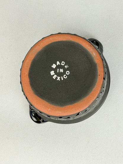 Black Talavera Style Bowls Mexican Clay Bowls Cazuelitas Talavera Negra