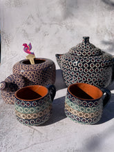 Load image into Gallery viewer, Michoacan Mexican Sugar Bowl Capula Pottery Hand Painted Azucarera de Barro Clay Sugar Bowl
