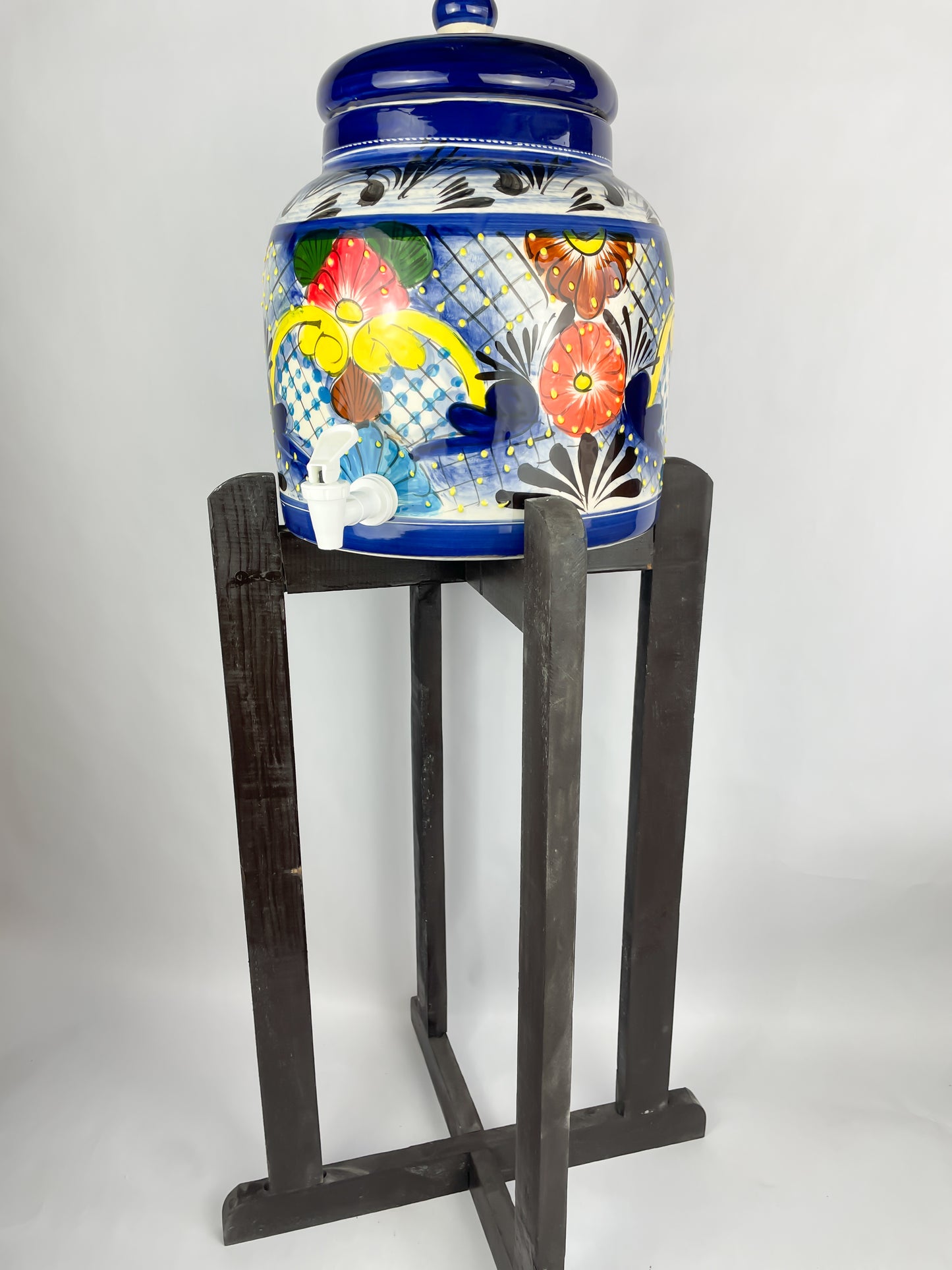 Talavera Water Dispenser With Wooden Stand Water Crock Mexican Water Dispenser