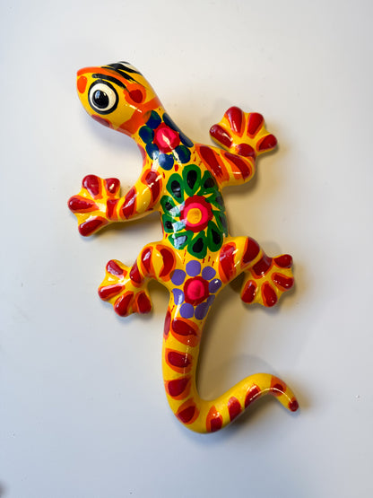 Guerrero Pottery Mexican Wall Hangings 3 Pc Gecko Wall Decor Gecko Animal Gecko Lagartija Juego de Lagartijas