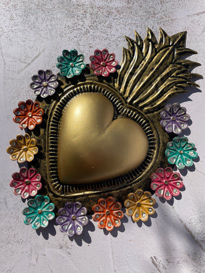 Mexican Hand Painted Tin Heart Corazon Hojalata Corazon de Hojalata Corazon Corazon