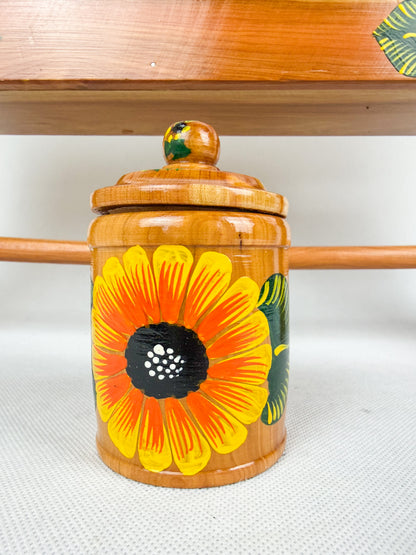 Mexican Handpainted Wood Spice Rack - Juego Especieros Parota