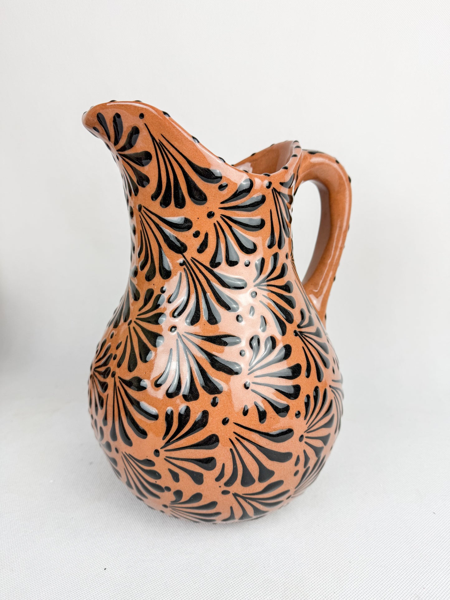 Brown Talavera Style Pitcher Set -  Juego Jarra Cafe