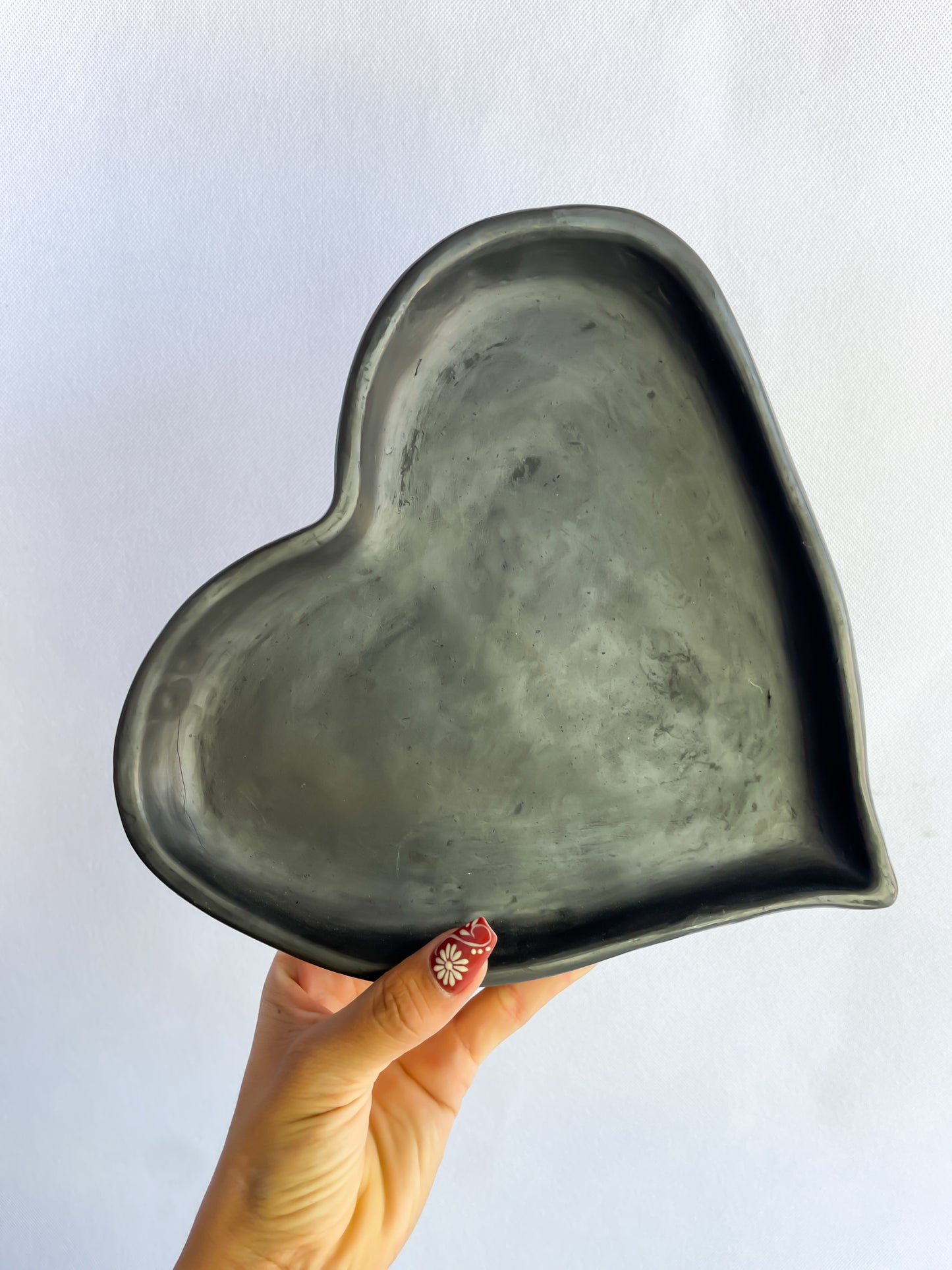 Oaxaca Black Pottery Heart Shaped Plato Corazon Barro Negro