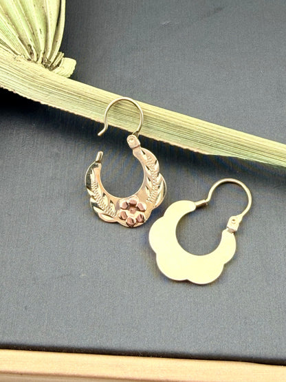 10kt Gold hoop earrings | Basket hoops real gold | Mexican gold jewelry