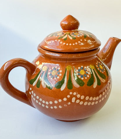 Michoacan Mexican Tea Pot Tetera de Barro Lead Free Pottery Tea Pot Mexican Clay Pot