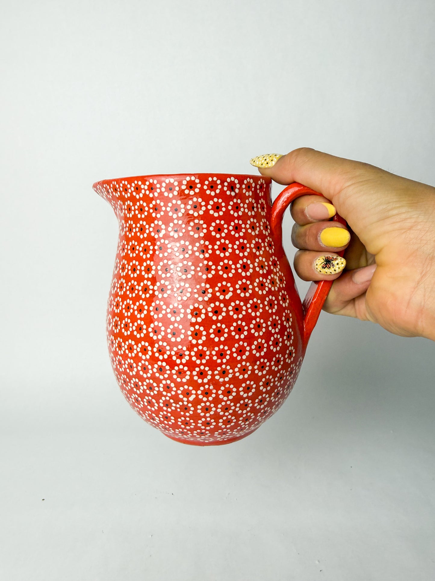 Michoacan Capulineado Clay Pitcher Jarra de Barro Capula
