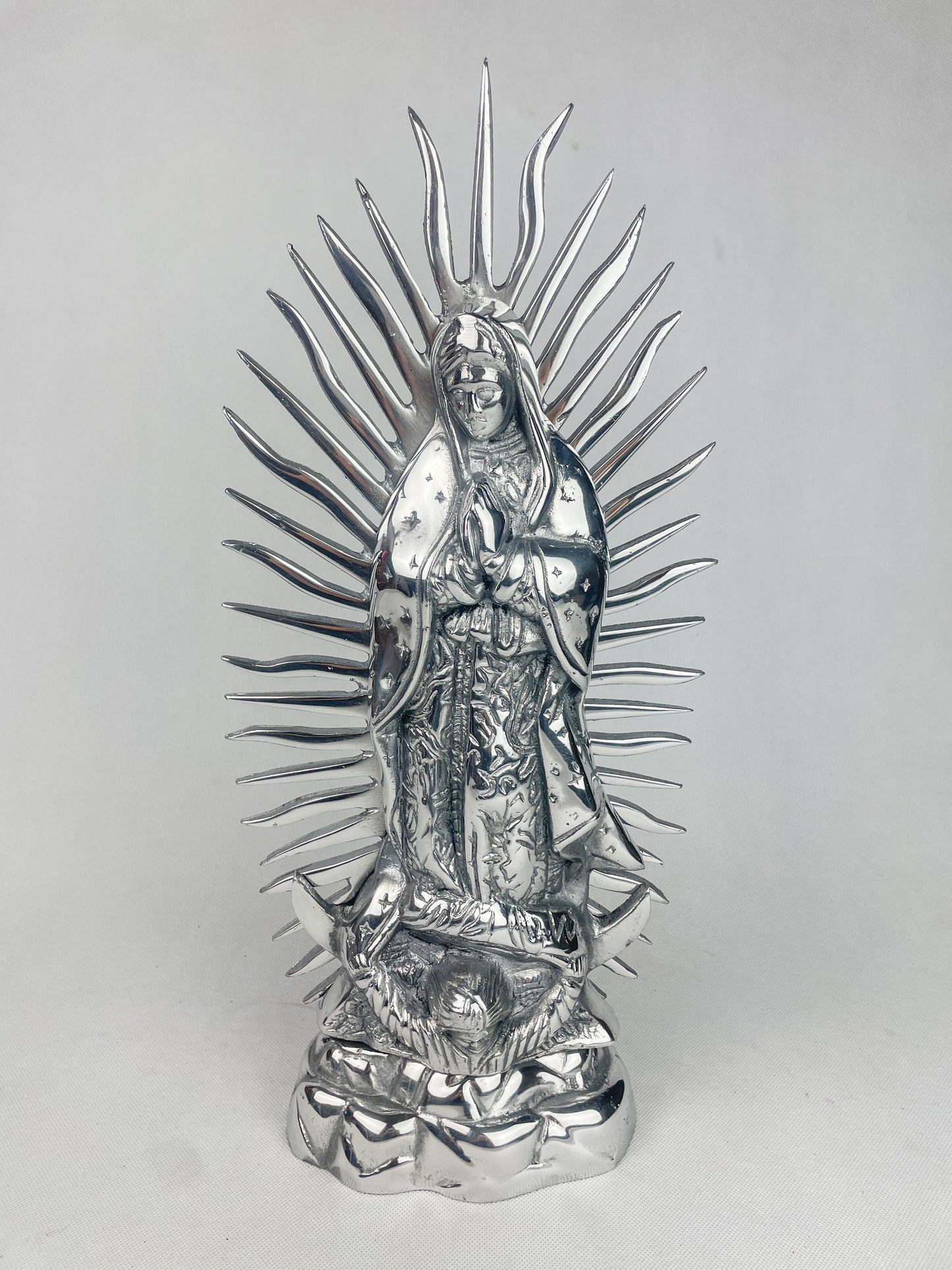 Virgen de Guadalupe 17" Lady of Guadalupe Statue Pewter