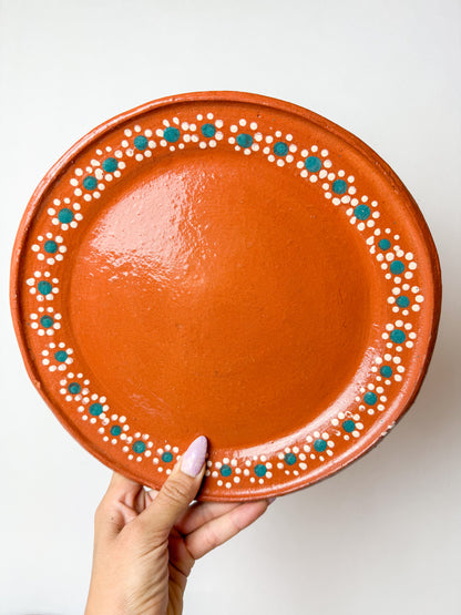 Mexican Clay Plates Set of 4 Round Mexican Clay Dinner Plates Mexican Plates Plato Barro Trinche Lead Free Traditional Mexican Plates