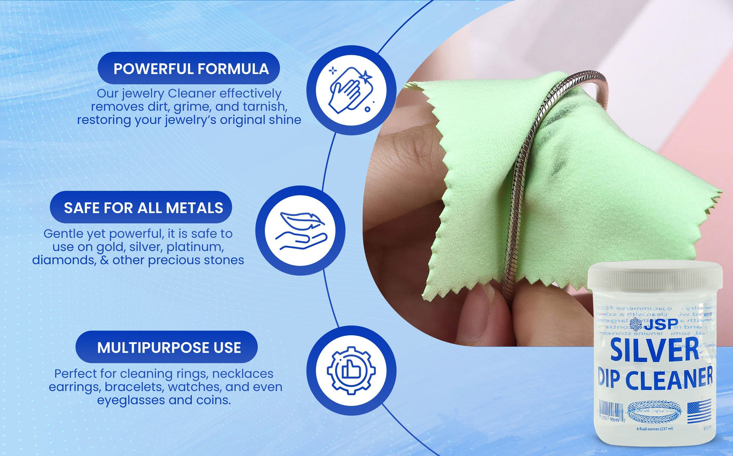 Jewelry Polishing Cloth Sterling Silver Cleaner - Limpiador de Joyeria