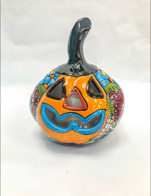 Mexican Pumpkin Talavera Pottery Pumpkin Candle Holder Pumpkin Patch Decorations Pumpkin Halloween Decor Pumpkin Fall Decor Pumpkin Porch Decor