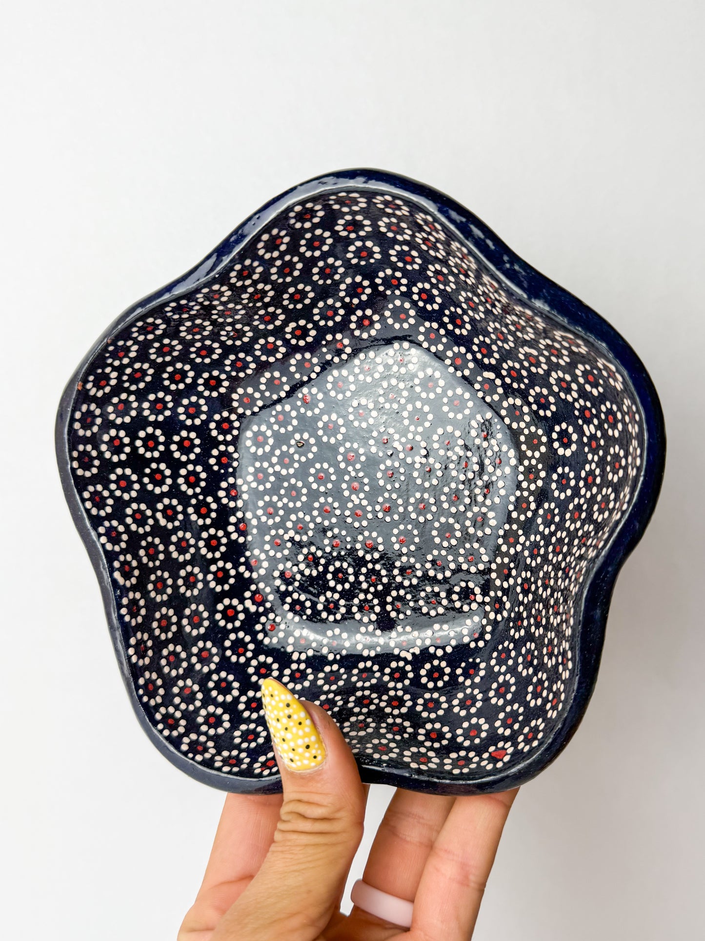 Michoacan Capulineado Clay Plate Flower Shaped Plato Flor Capula