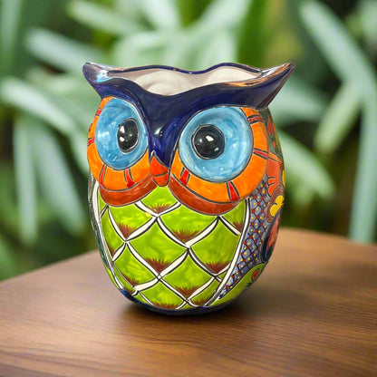 Extra Large Talavera Owl Planter | Hand-Painted Mexican Décor