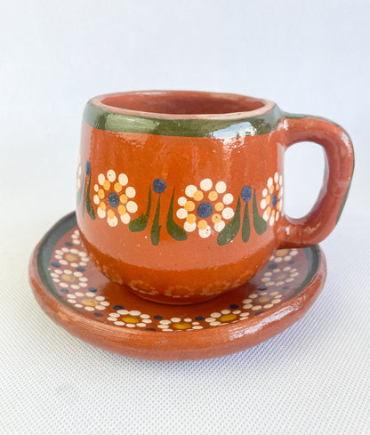 Michoacan Mexican Clay Mug and Plate Set Lead Free Clay Mug Taza