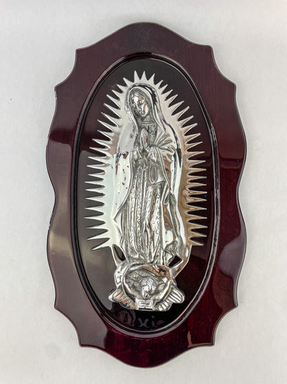Mexican Pewter Virgen de Guadalupe Frame 17 Inches Virgen Maria Imagen Lady of Guadalupe