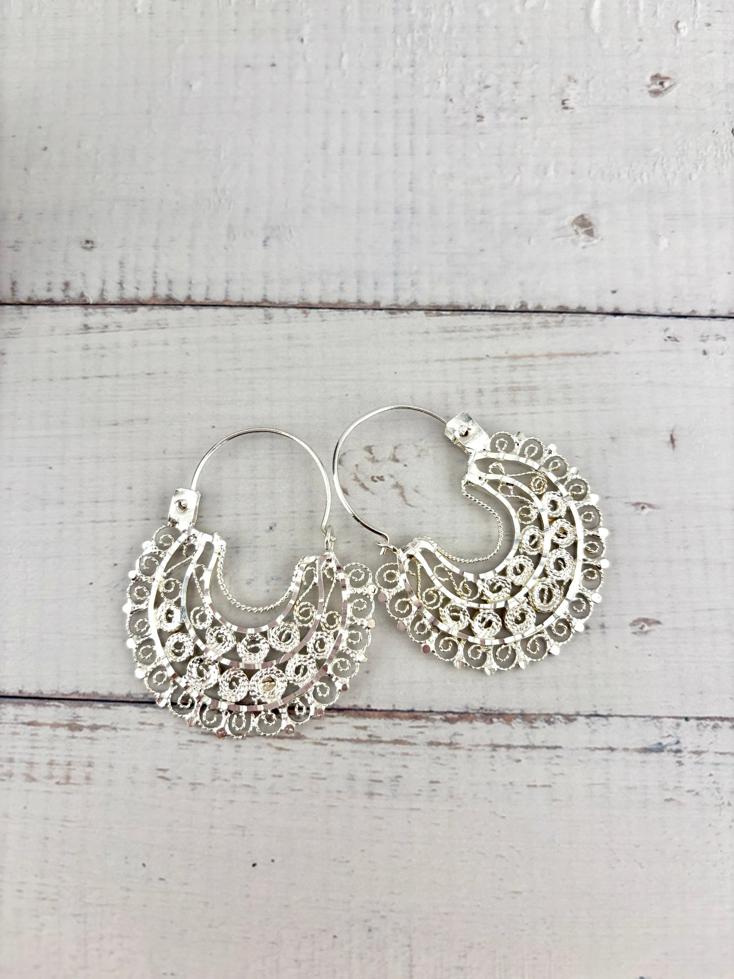 Jerezana Hoop Earrings 925 Silver | Arracadas Jerezanas Plata 925 – Mexican hoops Sterling silver | Tradición Mexicana Hecha a Mano