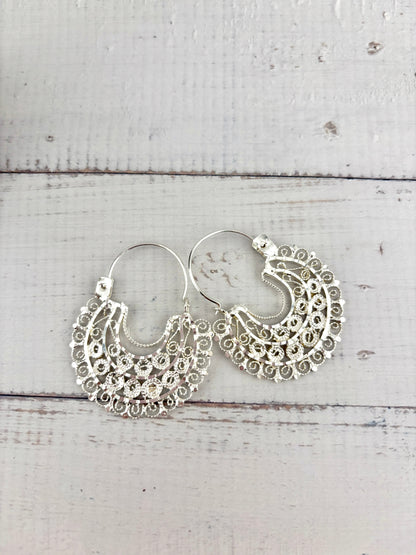 Jerezana Hoop Earrings 925 Silver | Arracadas Jerezanas Plata 925 – Mexican hoops Sterling silver | Tradición Mexicana Hecha a Mano