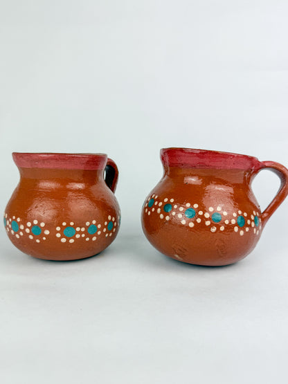Michoacan Mexican Clay Mugs 2pc Set Mexican Cups Tazas De Barro Lead Free