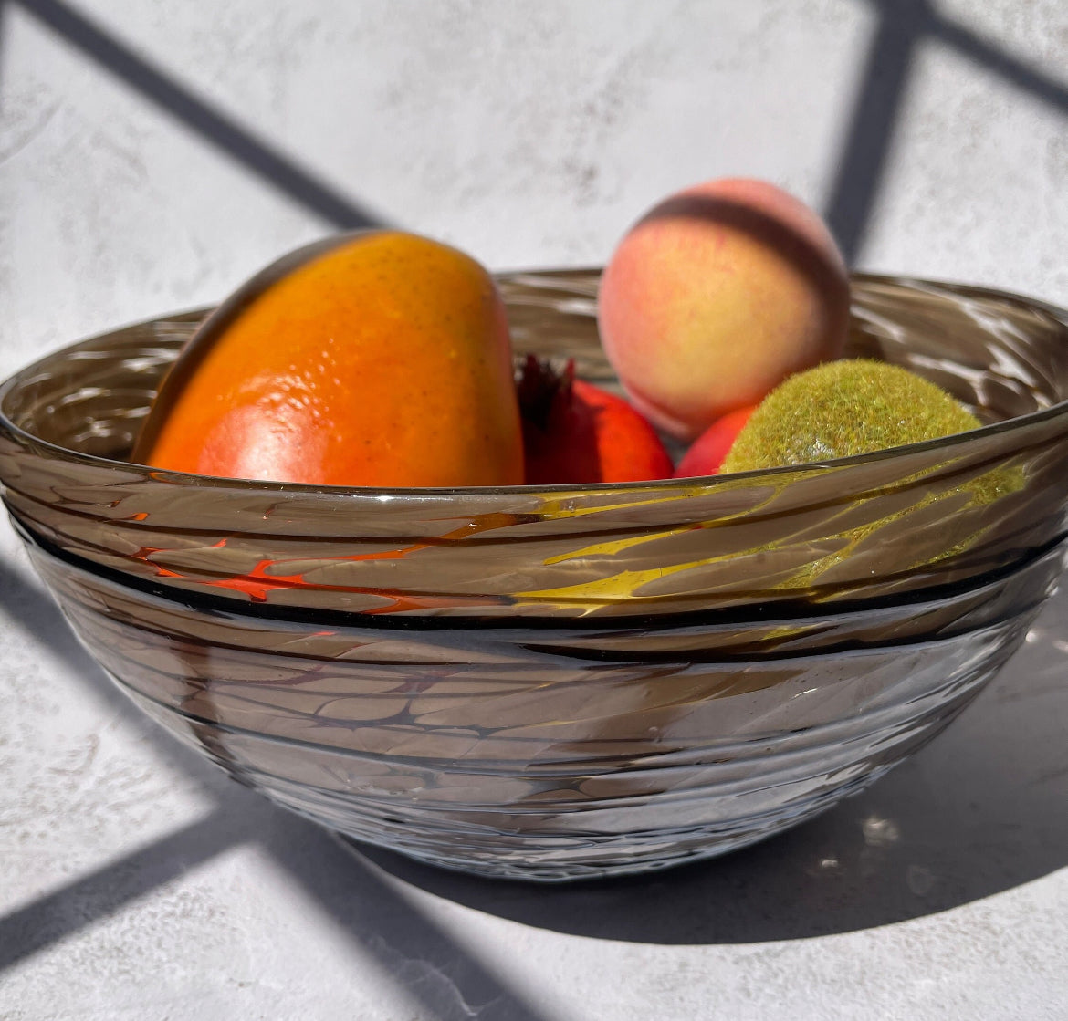 Mexican Glass Bowl Serving Bowl Blown Glass Bowl Handblown