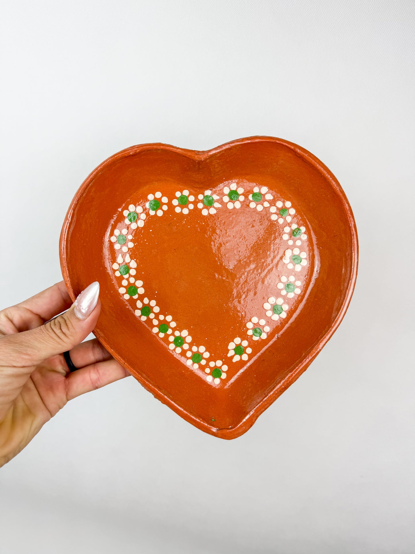 Traditional Mexican Clay Heart Plate Set of 2 - Plato Corazon Barro