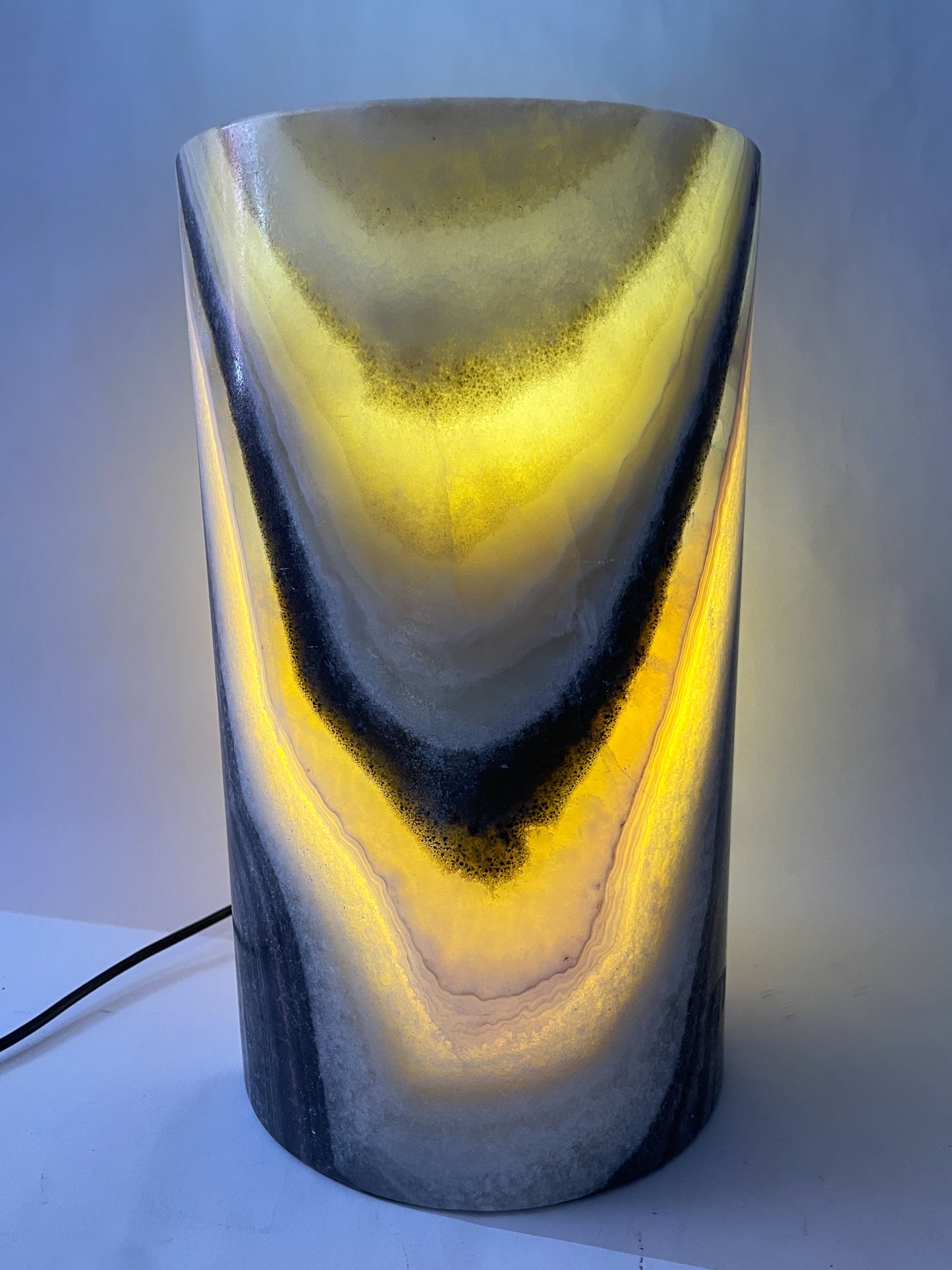 Ivory Onyx Table Lamp Cylindrical Table Lamp Stone Table Lamps