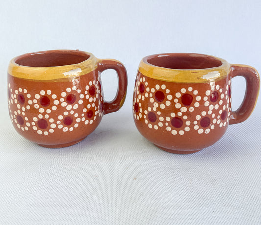 Michoacan Mexican Clay Mugs 2pc Set Mexican Cups Tazas De Barro Lead Free