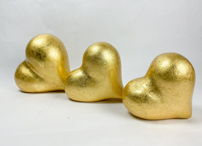 Gold Hearts 3Pc Set Clay Valentines Day Decor Gold Decorative Accents