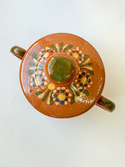 Michoacan Sugar Bowl Azucarera de Barro Hand Painted Azucarera