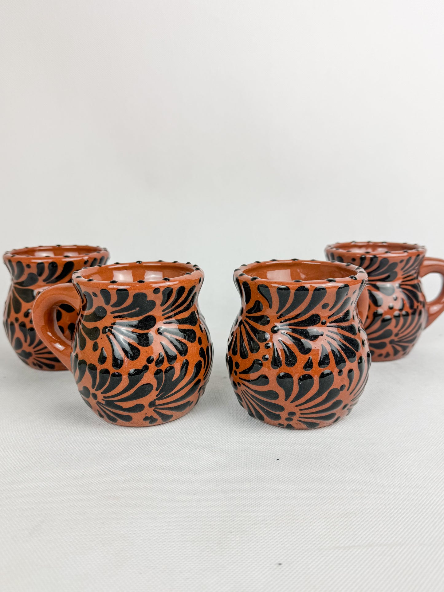 Mexican Talavera Style Mug Set Brown- Jarritos Tazas Engobe Cafe