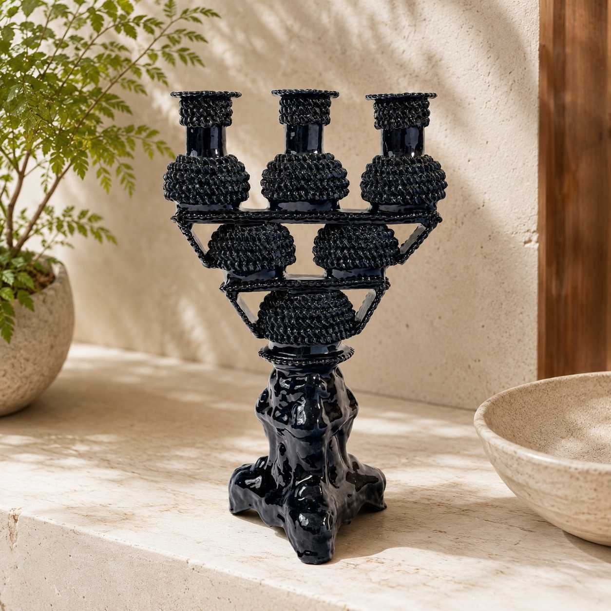 Mexican Candle Holder Michoacan Clay - Flame of Mexico Porta Vela