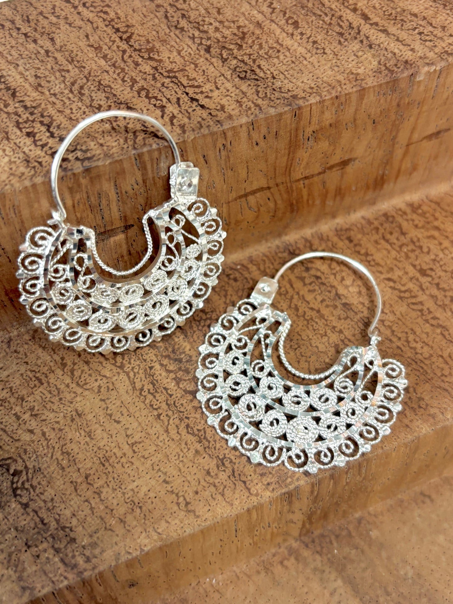 Jerezana Hoop Earrings 925 Silver | Arracadas Jerezanas Plata 925 – Mexican hoops Sterling silver | Tradición Mexicana Hecha a Mano
