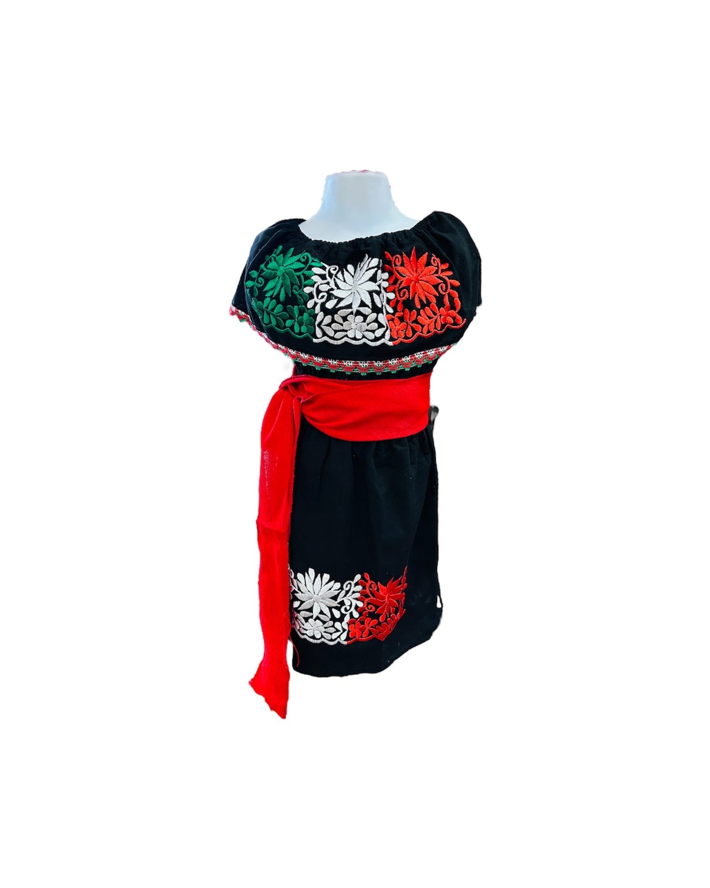 Girls Margarita Dress Black Tricolor - Vestido Nina Bandera Mexicana