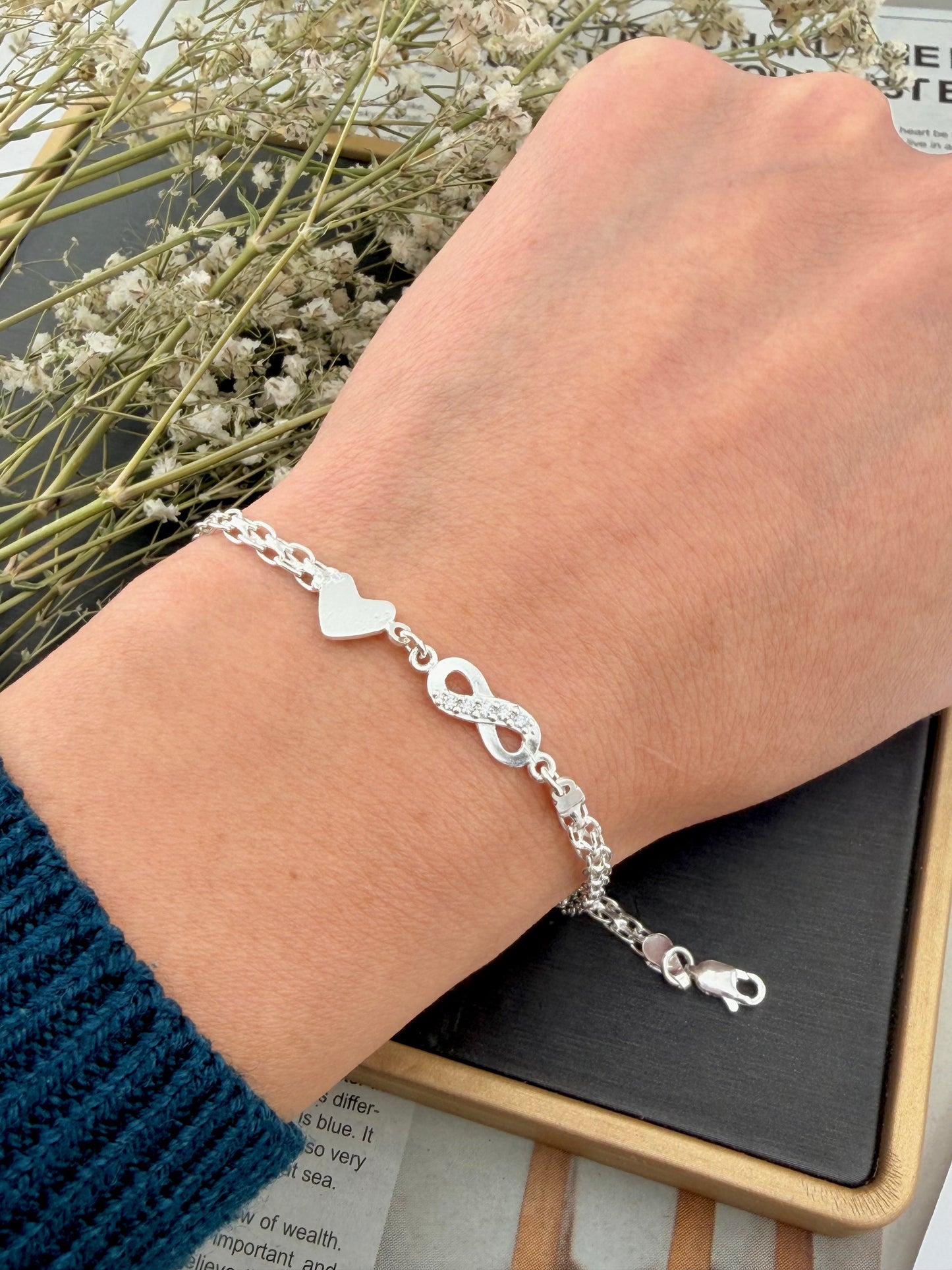 Sterling Silver 925 Infinity Heart Bracelet - Pulsera de plata
