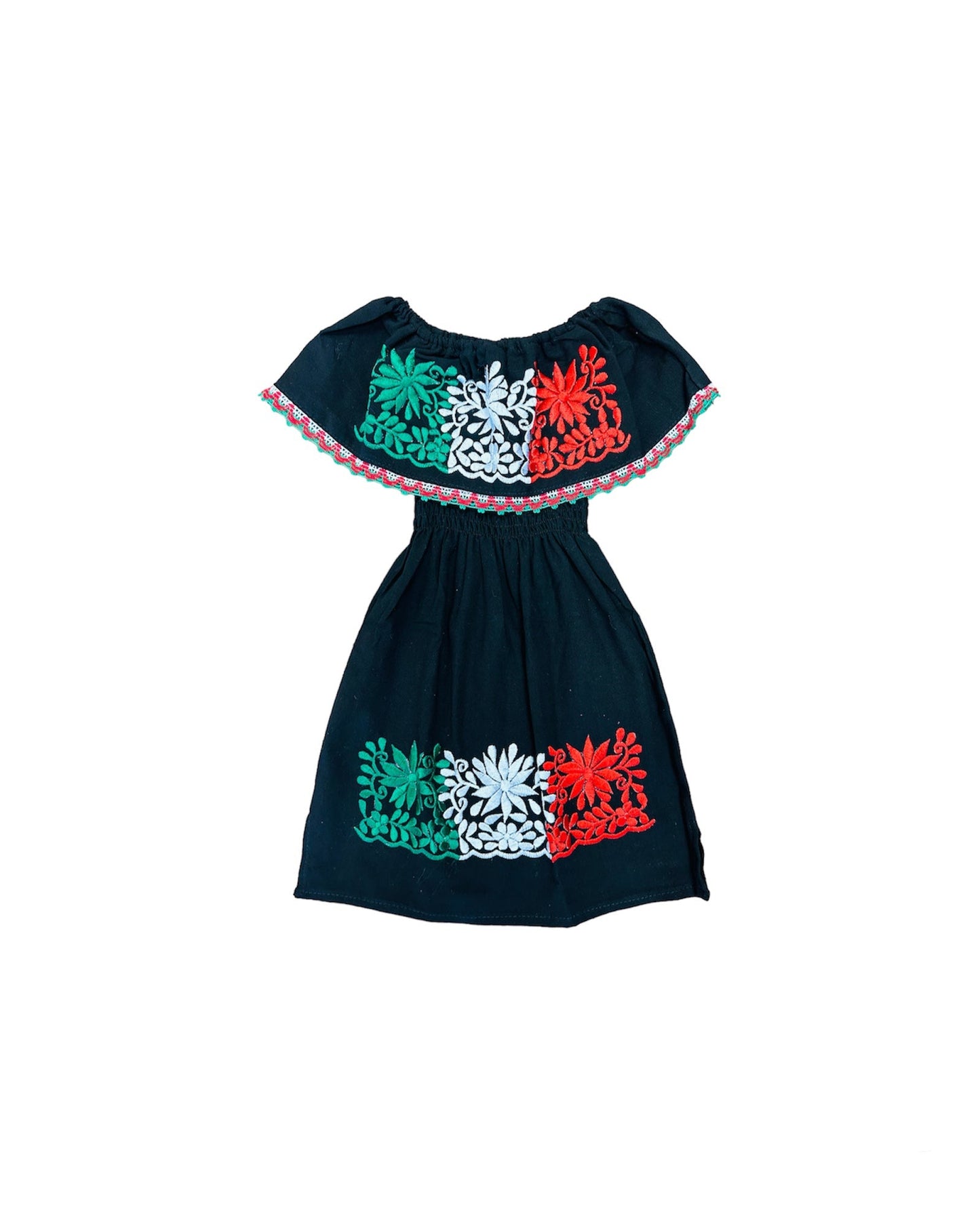 Girls Margarita Dress Black Tricolor - Vestido Nina Bandera Mexicana