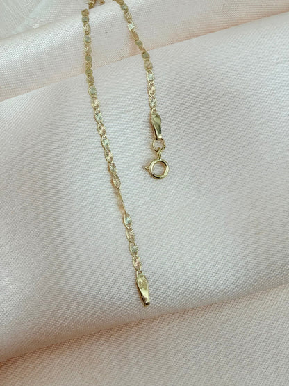 10K Solid Gold 3 Tone Diamond-Cut Chain 7" - Pulcera Oro