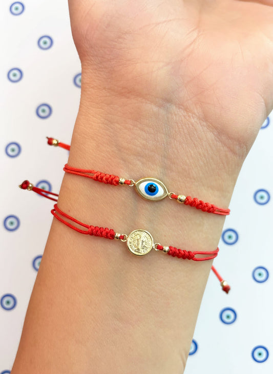14K Solid Gold Red Cord Bracelet – Pulcera Oro Solido