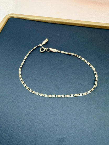 10K Solid Gold 3 Tone Diamond-Cut Chain 7" - Pulcera Oro