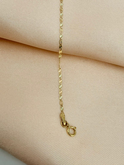 10K Solid Gold 3 Tone Diamond-Cut Chain 7" - Pulcera Oro