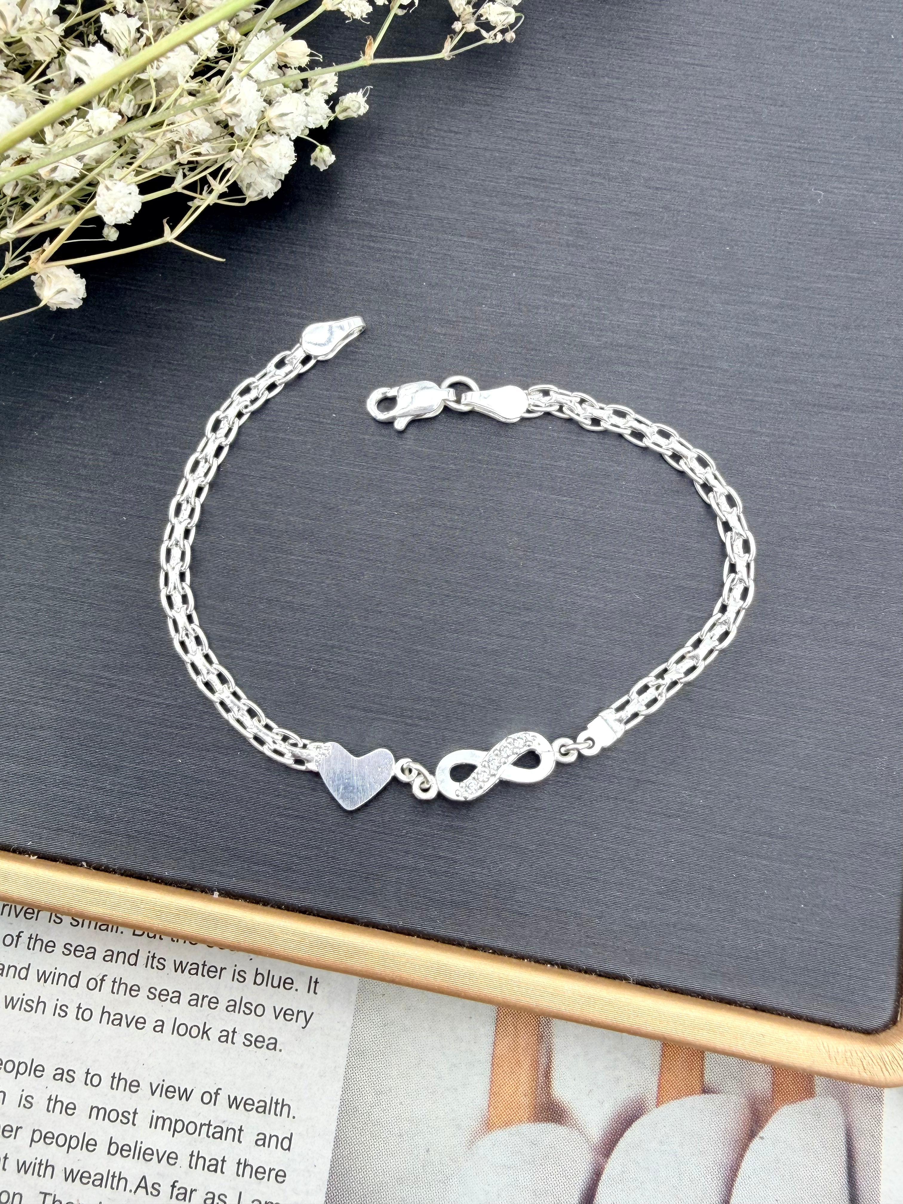 Sterling Silver 925 Infinity Heart Bracelet - Pulsera de plata