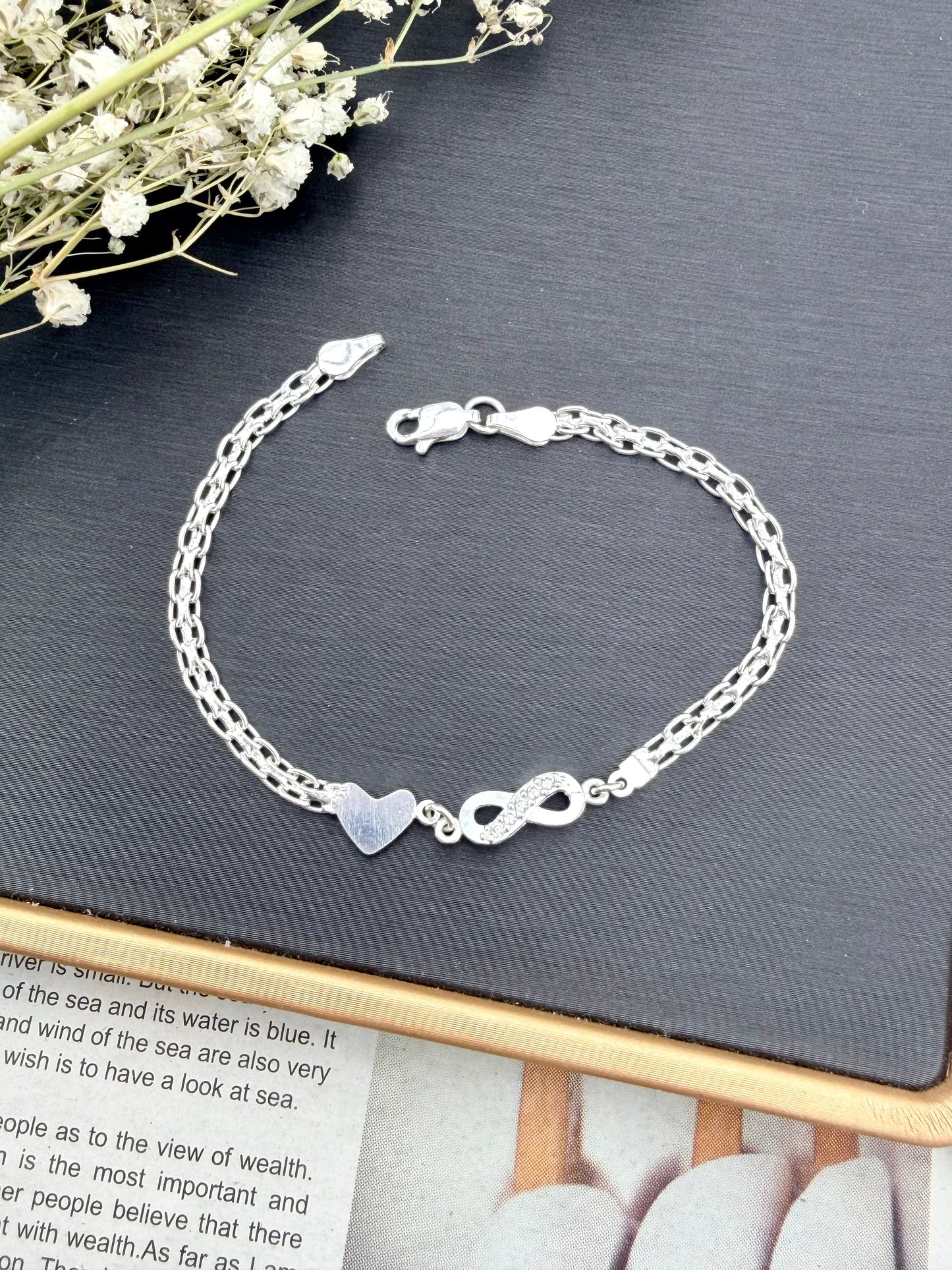 Sterling Silver 925 Infinity Heart Bracelet - Pulsera de plata